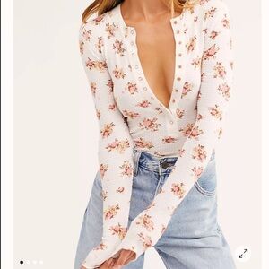 Free People Intimately One of the Girls Printed Henley Floral Size S